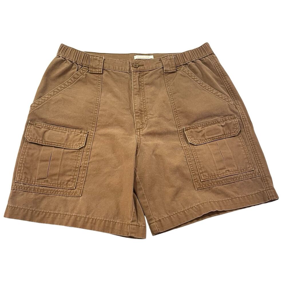 Savane Safari Cargo‎ Shorts Mens 36 Toffee Brown Cotton Elastic Waist Gorpcore